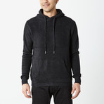 Hooded Knit Pullover With Accent // Black (XL)