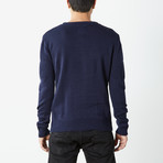 Textured V-Neck Sweater // Navy (S)