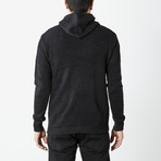 Hooded Knit Pullover With Accent // Black (2XL)