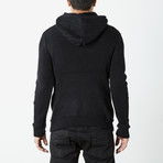 Pullover Sweater With Toggle Detail + Sherpa Lined Hoodie // Black (S)