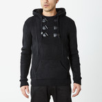 Pullover Sweater With Toggle Detail + Sherpa Lined Hoodie // Black (XL)