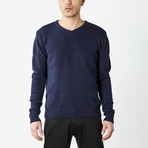 Textured V-Neck Sweater // Navy (2XL)