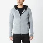 Ribbed Full Zip Hooded Sweater // Gray (M)