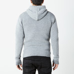 Ribbed Full Zip Hooded Sweater // Gray (XL)