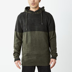 Two Toned Hooded Sweater // Olive (2XL)
