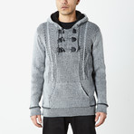 Pullover Sweater With Toggle Detail + Sherpa Lined Hoodie // Heather Gray (L)