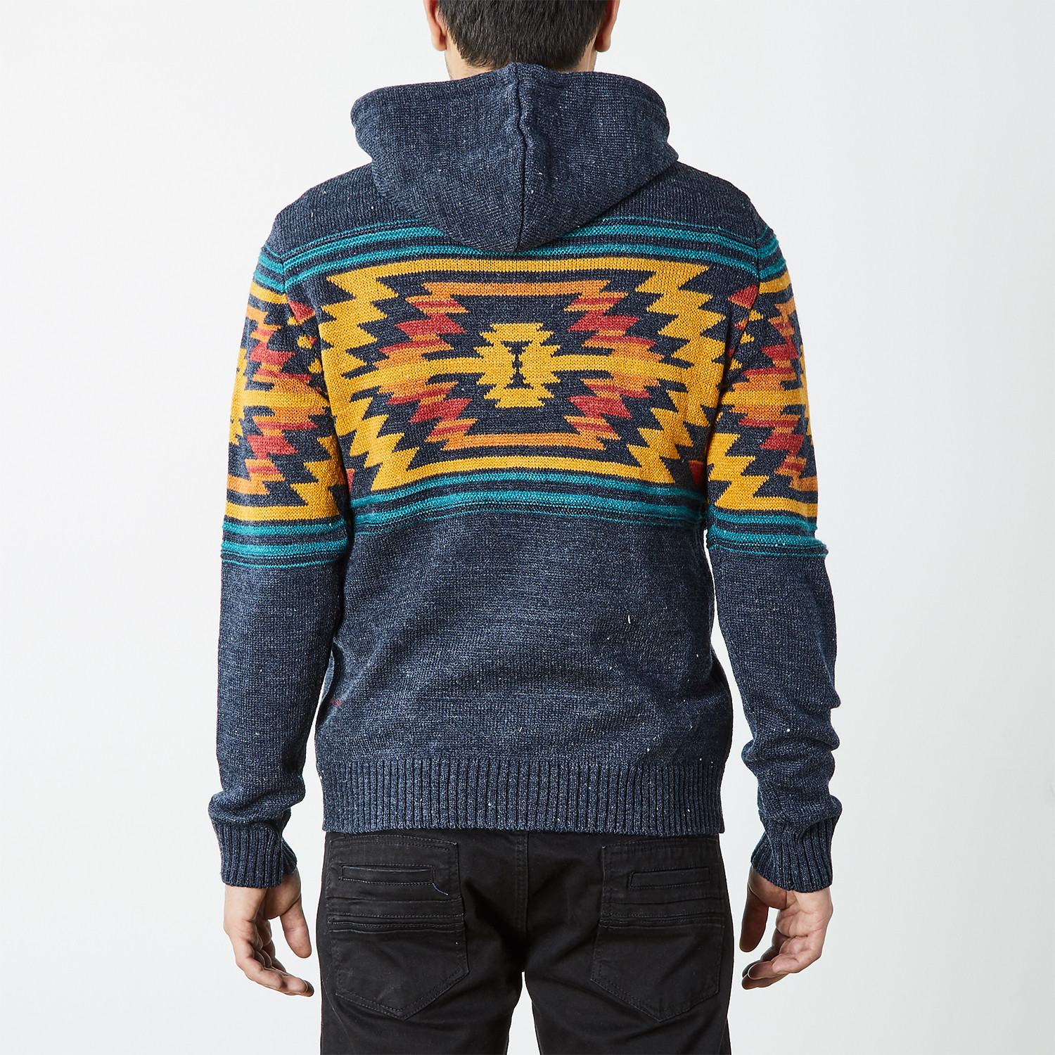 Aztec Hooded Pullover Sweater // Navy (S) - Xray Jeans - Touch of Modern