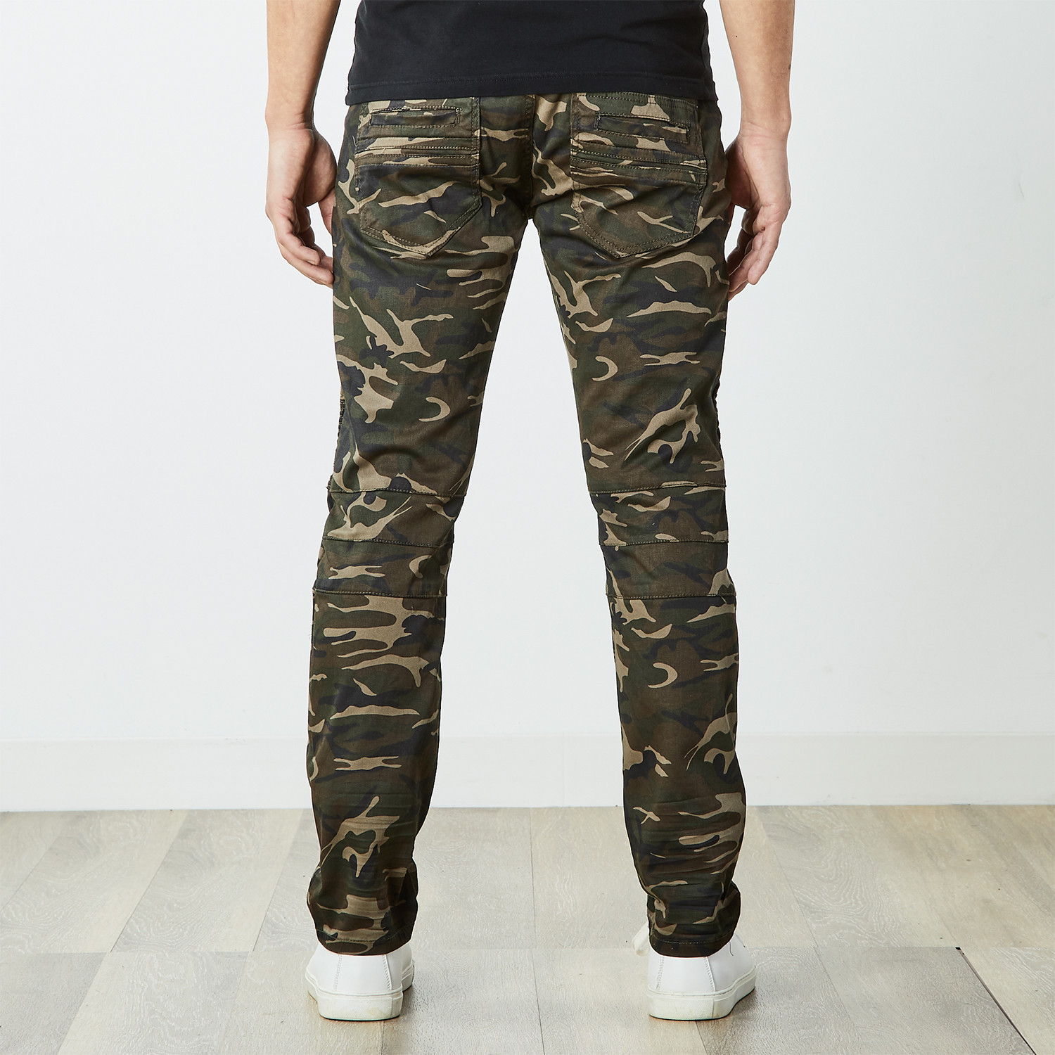 Slim Fit Moto Jeans // Olive Camo (30WX30L) - Xray Jeans - Touch of Modern