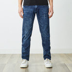 Men's Distressed Dark Wash Jeans // Dark Blue (36WX30L)