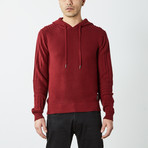 Ribbed Pullover Hooded Sweater // Maroon (L)