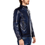 Oriole Leather Jacket // Navy (S)