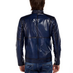 Oriole Leather Jacket // Navy (XS)