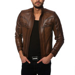 Crane Leather Jacket // Brown (S)