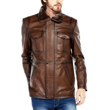 Wigeon Leather Jacket // Tobacco (XS)