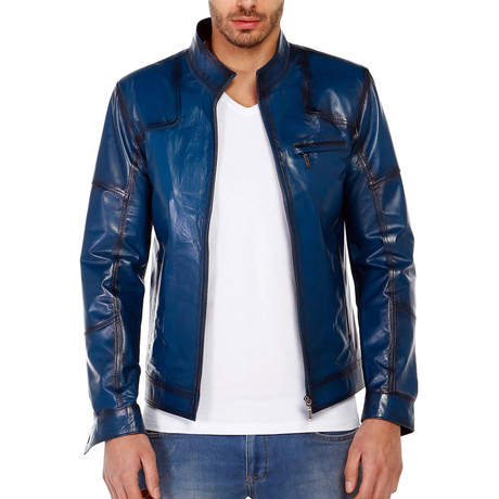 Raven Leather Jacket // Blue (XS)