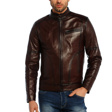 Skuas Leather Jacket // Bordeaux (XS)