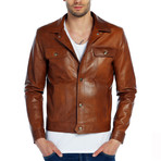 Finch Leather Jacket // Tobacco (L)