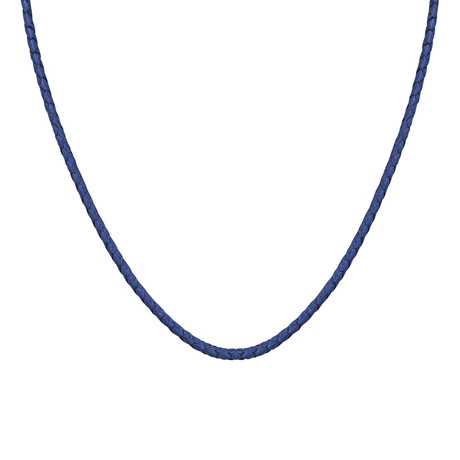 Men's Silver + Leather Cord // Blue (22")