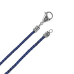 Men's Silver + Leather Cord // Blue (22")