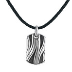 Men's Silver + Leather Dog Tag Necklace // 22"