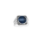 Men's Pietersite Ring // Silver + Blue (9)