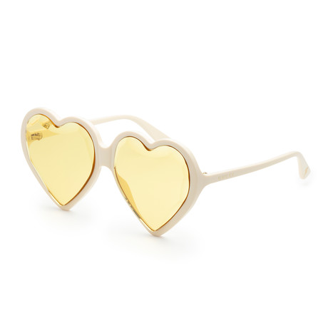 Women's GG0360S Acetate Sunglasses // Ivory + Yellow