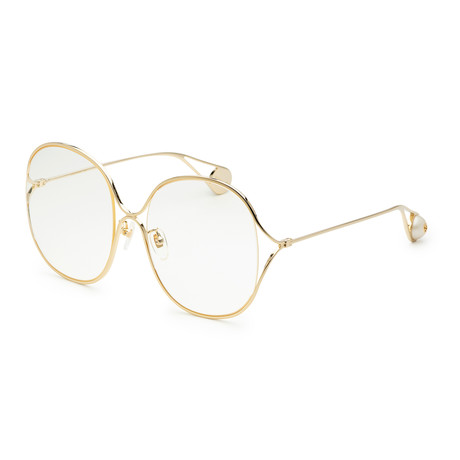 Women's GG0362S Metal Sunglasses // Gold + Transparent