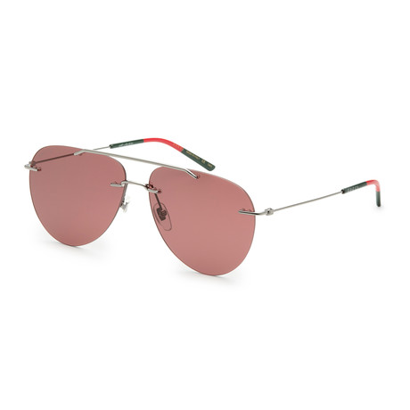 Men's GG0397S Metal Sunglasses // Ruthenium + Red