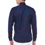 Cole Button-Up Shirt // Dark Blue + Burgundy (Medium)