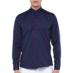 Cole Button-Up Shirt // Dark Blue + Burgundy (2XL)
