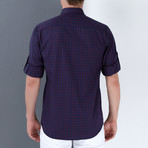 Drew Button-Up Shirt // Dark Blue + Burgundy (2X-Large)