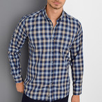 Tommy Shirt // Dark Blue + Brown (Small)