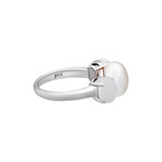 Mimi Milano 18k White Gold Milky Quartz + Pearl Ring // Ring Size: 6.5