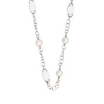 Mimi Milano 18k White Gold Milky Quartz + White Freshwater Pearl Necklace I