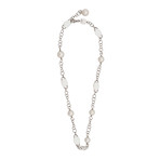 Mimi Milano 18k White Gold Milky Quartz + White Freshwater Pearl Necklace I