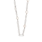 Mimi Milano 18k White Gold Milky Quartz + White Freshwater Pearl Necklace II