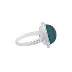 Mimi Milano 18k White Gold Blue Topaz + Diamond Ring // Ring Size: 7