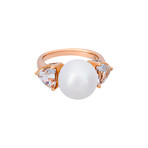 Mimi Milano 18k Rose Gold Rock Crystal + Pearl Ring // Ring Size: 6.75