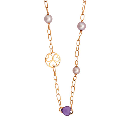 Mimi Milano 18k Rose Gold Amethyst + Violet Freshwater Pearl Necklace II