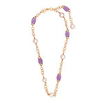 Mimi Milano 18k Rose Gold Amethyst + Violet Freshwater Pearl Necklace I