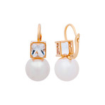 Mimi Milano 18k Yellow Gold Crystal Rock + Pearl Earrings