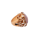 Mimi Milano 18k Rose Gold Rose Quartz + Rock Crystal Ring // Ring Size: 6.75