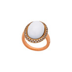 Mimi Milano 18k Rose Gold White Agate + Diamond Ring // Ring Size: 6.75