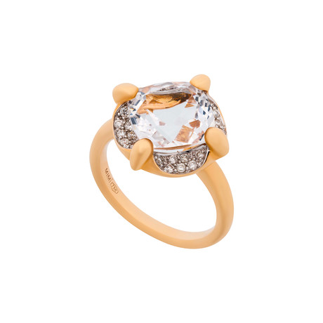 Mimi Milano 18k Two-Tone Gold Diamond + Rock Crystal Ring // Ring Size: 6.75