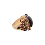 Mimi Milano 18k Rose Gold Black Agate + Smoky Quartz Ring // Ring Size: 8.25