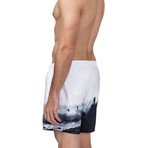 Springfish Swim Trunks // Navy + White (Small)