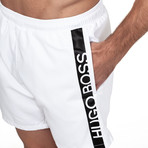 Dolphin Swim Trunks // White + Black (Small)