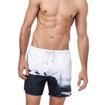 Springfish Swim Trunks // Navy + White (Small)