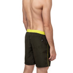 Starfish Swim Trunks // Dark Green + Yellow (Small)