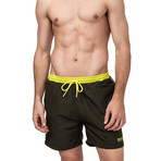 Starfish Swim Trunks // Dark Green + Yellow (Small)